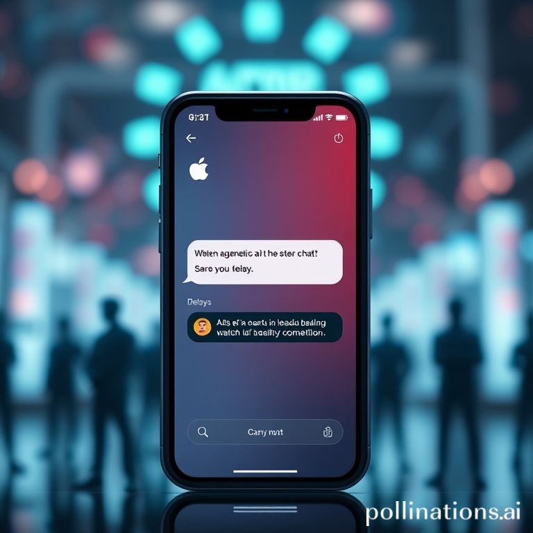 An iPhone screen showing a Siri AI interface in testing, symbolizing Apple's delayed entry into the generative AI race.