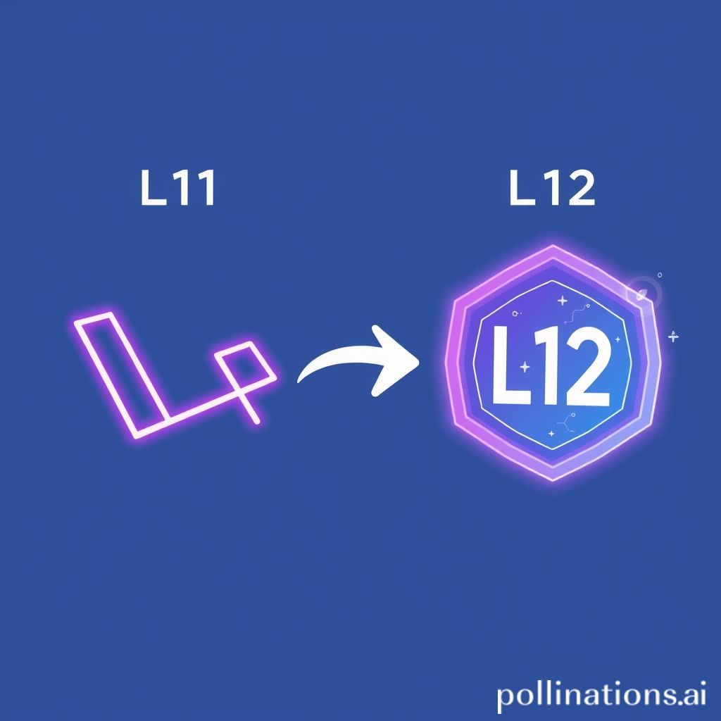 A futuristic and clean illustration depicting a seamless transition or upgrade process. Two stylized Laravel logos (one for L11, one for L12) are connected by a smooth, flowing arrow or digital pathway, signifying migration. Elements like code snippets, gears, or subtle glowing lines could be incorporated to suggest technology and efficiency. The overall mood should be positive and forward-looking, with a professional color palette dominated by blue, purple, and white.