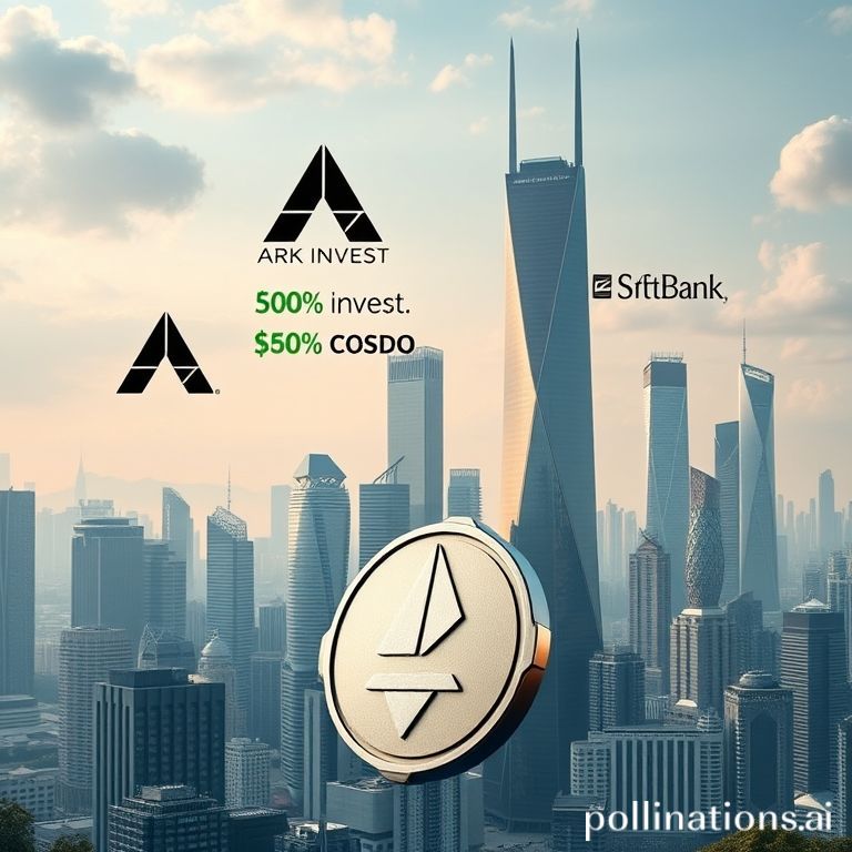 An abstract depiction of Tether's crypto empire, showing its half-trillion valuation potential with investor logos.