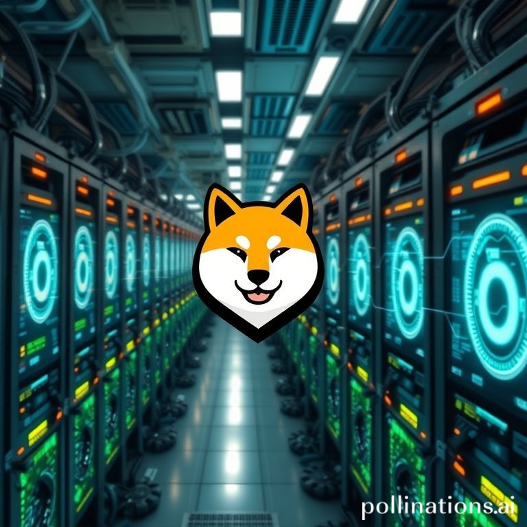 Dogecoin mining facility with numerous ASIC rigs, illustrating Thumzup's strategic investment in crypto operations.