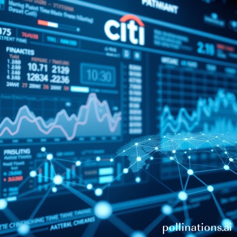 Citi's Single Event Processing (SEP) platform dashboard showcasing real-time global asset servicing transactions and enhanced financial efficiency.