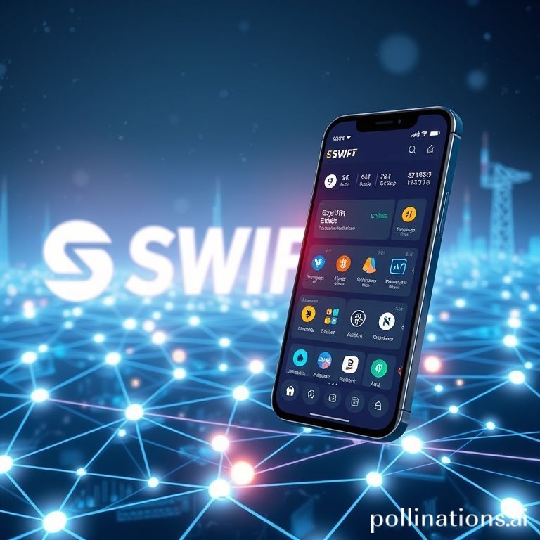 SWIFT's blockchain ledger connecting traditional finance with crypto platforms like Best Wallet for secure digital asset management.