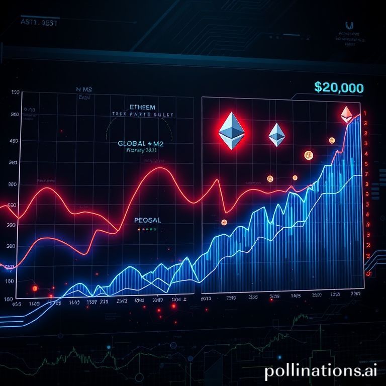 Detailed chart illustrating the historical and projected correlation between the Global M2 Money Supply and Ethereum's price, forecasting a significant upward trend.