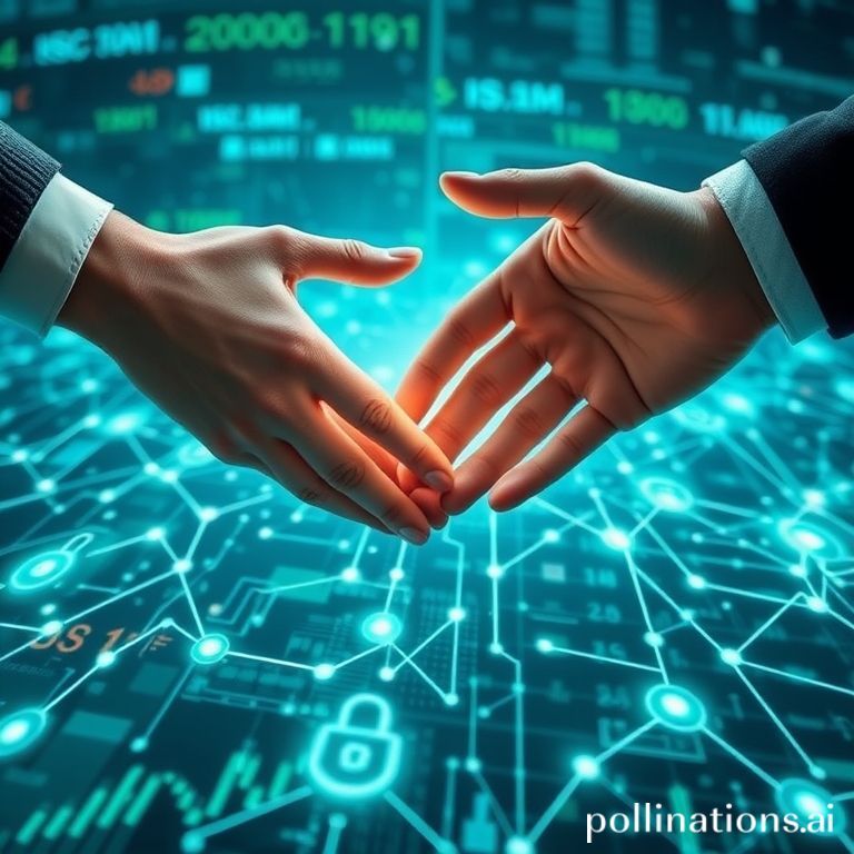 Illustration of quantum computing applied to financial data, symbolizing innovation in bond trading by HSBC and IBM.