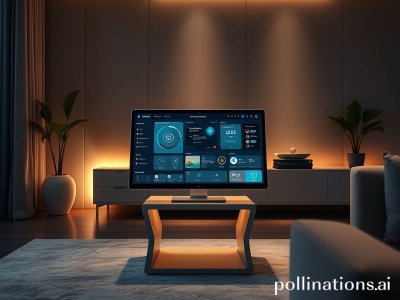 An AI smart display serving as a central hub for home automation.