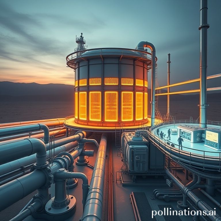A technologically advanced molten salt reactor in China's Gobi Desert, symbolizing a new era of safe, abundant thorium-based nuclear energy.