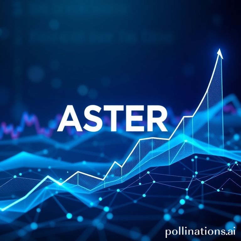 A digital chart illustrating ASTER cryptocurrency's exponential price surge, showcasing significant growth amidst complex trading data.