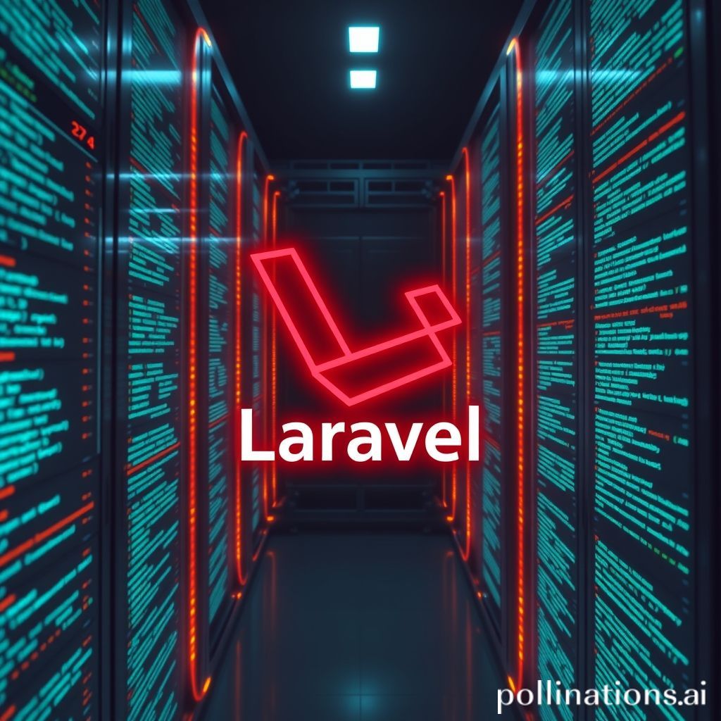 A futuristic, sleek server rack or data center glowing with lines of code and a stylized Laravel logo subtly integrated. The image should convey innovation, progress, and the future of web development, with a clean, modern aesthetic.