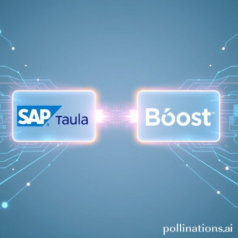Streamlined digital representation: SAP Taulia and Boost logos showcase automated virtual card processing, enhancing B2B payment efficiency.