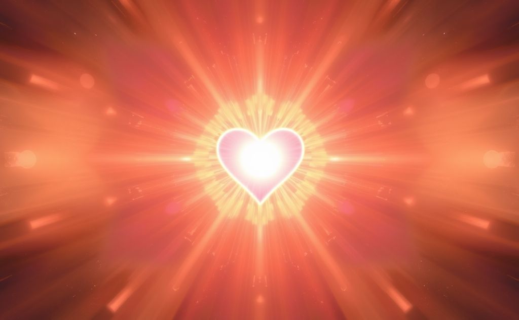 A glowing heart chakra surrounded by soft, radiant energy.