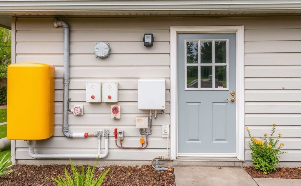 A home with gas leak detection sensors and safety equipment.