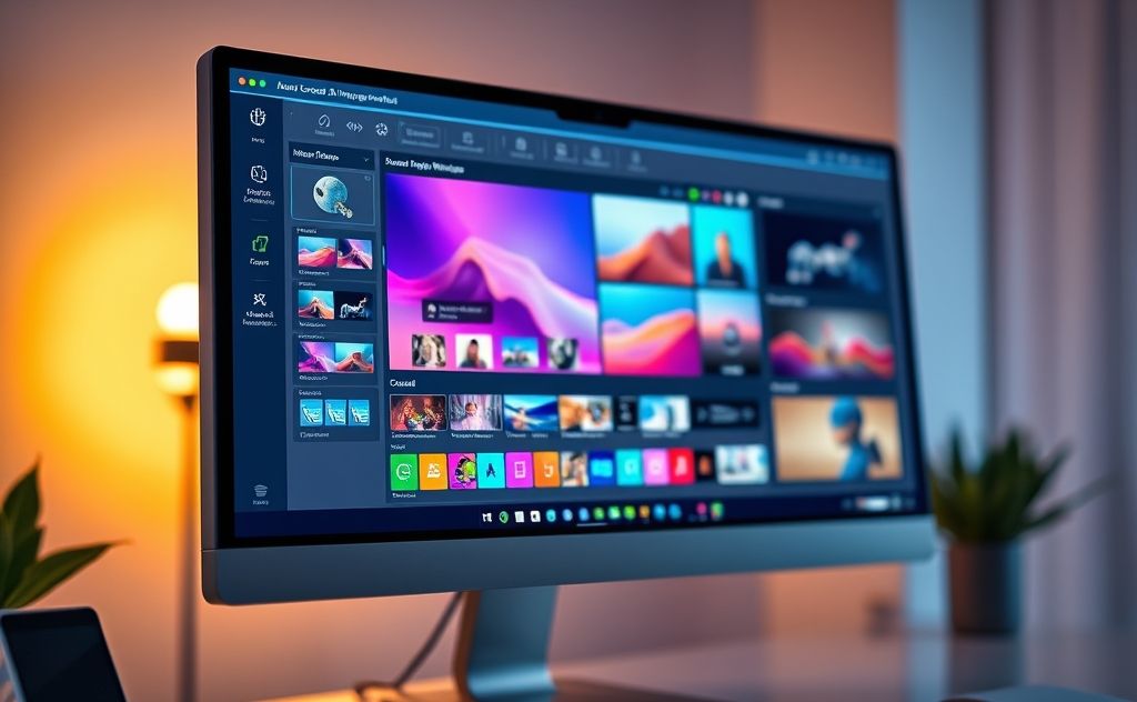 A laptop and notebook surrounded by colorful AI-themed icons.