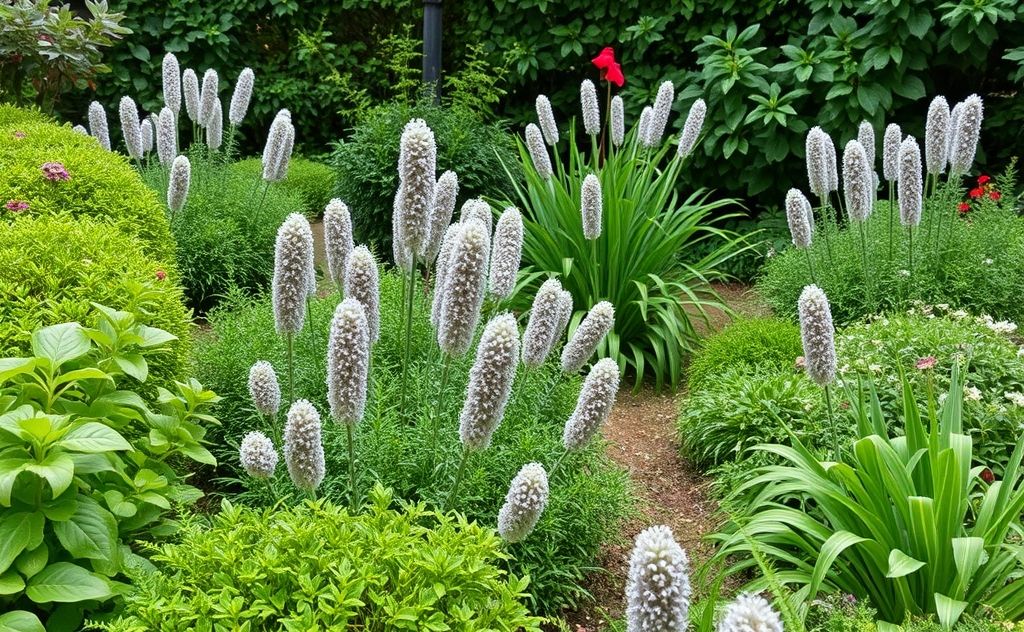 A lush garden with common maintenance errors highlighted subtly.