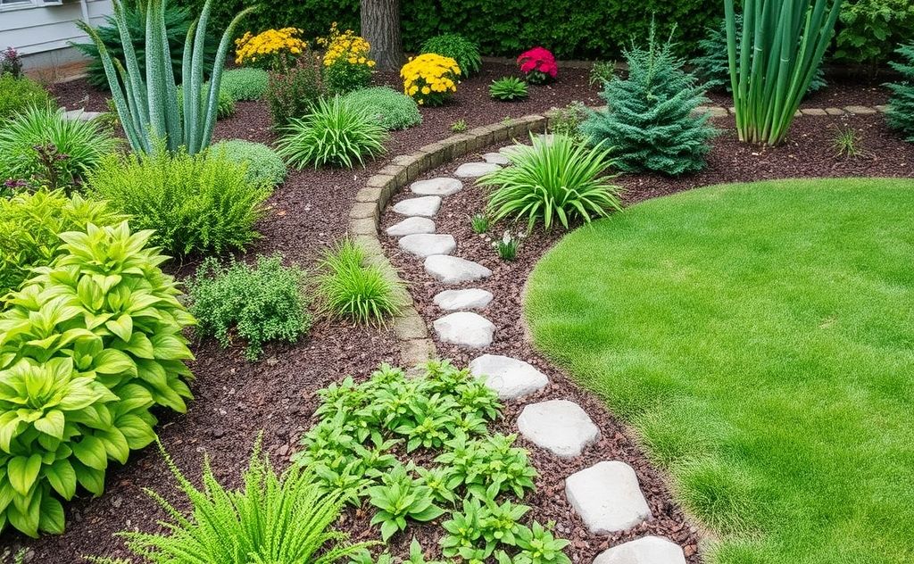 A lush garden with improved drainage featuring effective solutions.
