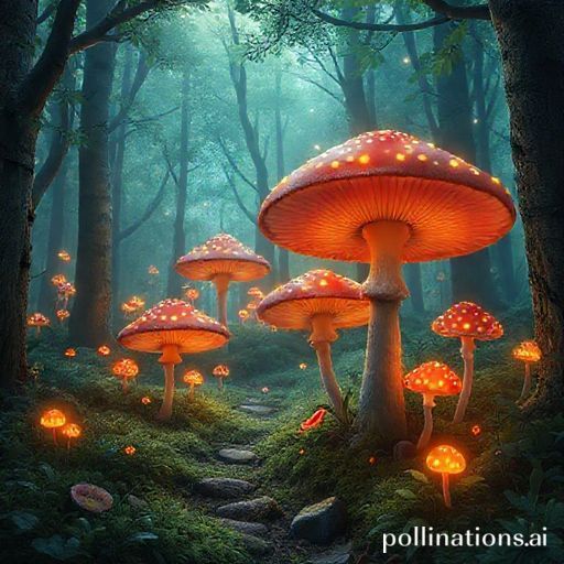 A magical forest with glowing mushrooms