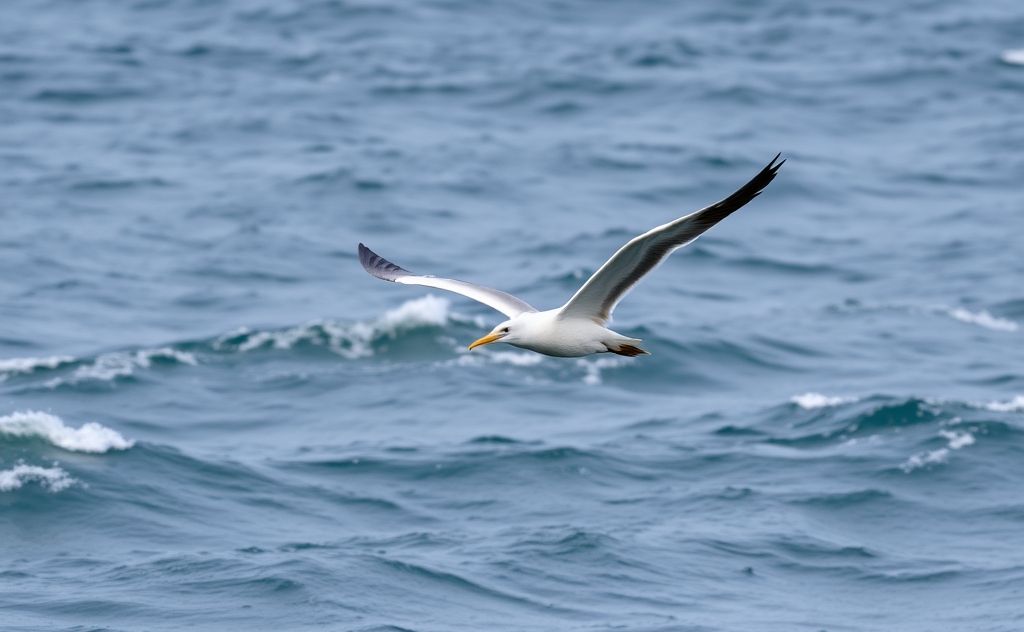 A majestic albatross soaring over the ocean waves.