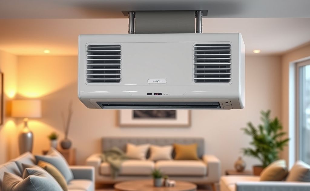 A modern HVAC system installed in a comfortable home setting.