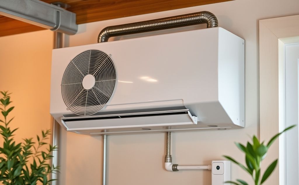 A modern HVAC system installed in a cozy home environment.