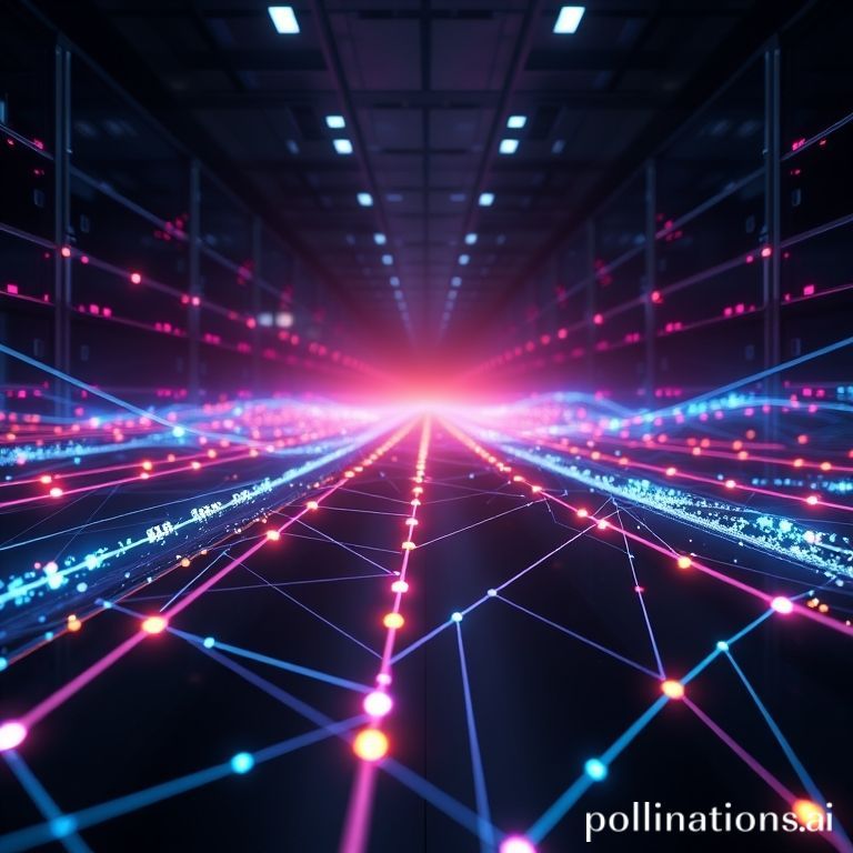 A futuristic digital network illustration depicting seamless, instant cross-border financial transactions facilitated by HSBC's tokenized deposit system.