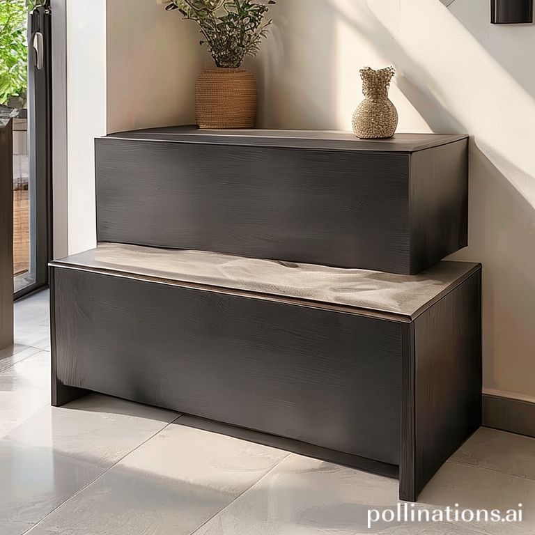 Nbysgo 2-Tier Waterproof Outdoor Storage Bench in matte black resin, enhancing entryway organization and seating.