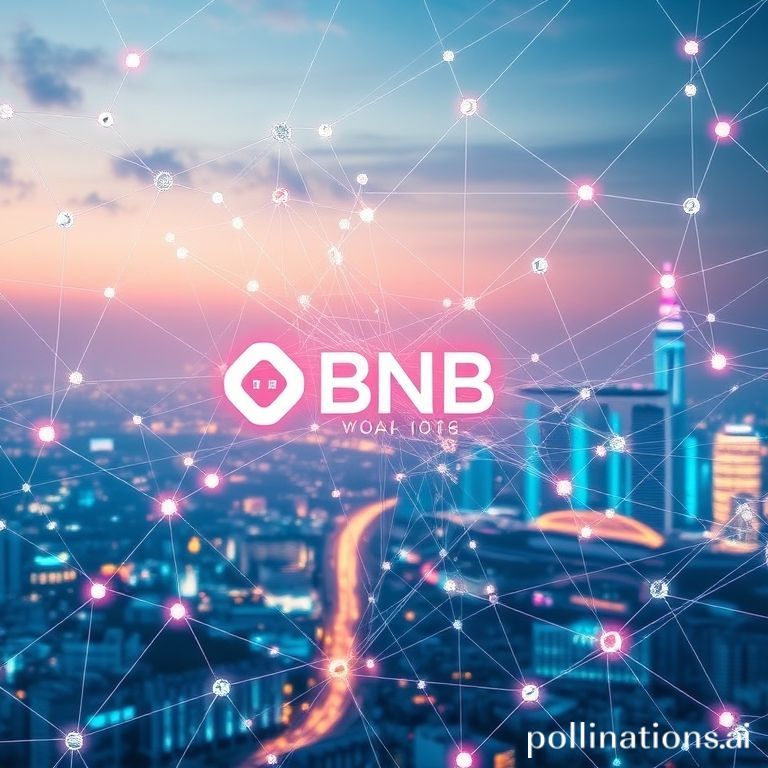 A dynamic digital rendering of the BNB Chain logo intertwined with abstract blockchain network connections and market trend lines, symbolizing Web3 innovation and financial evolution.