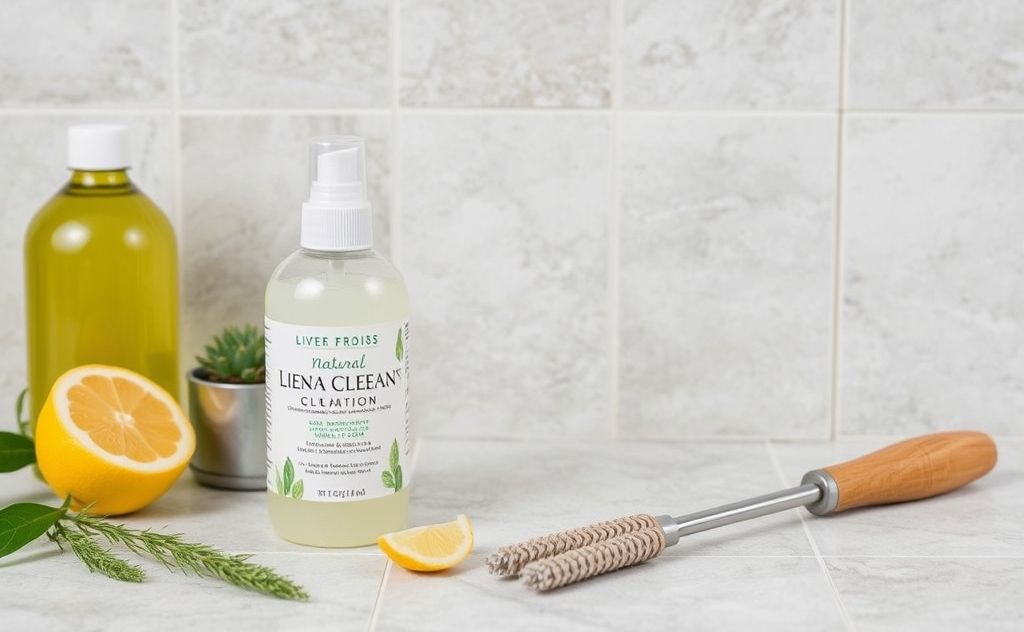 A natural cleaning solution with eco-friendly ingredients and grout tools.