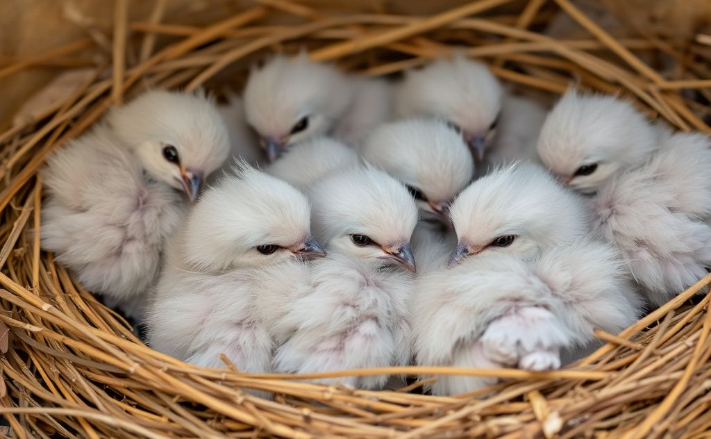 A nest of fluffy baby doves with soft gray feathers.