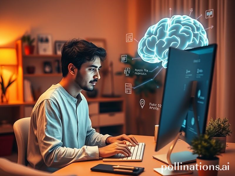 Blogger collaborating with an AI writing assistant.