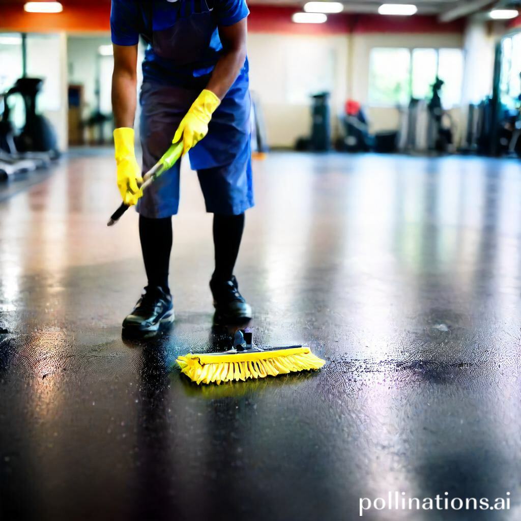 cleaning rubber gym floors during peak hours
