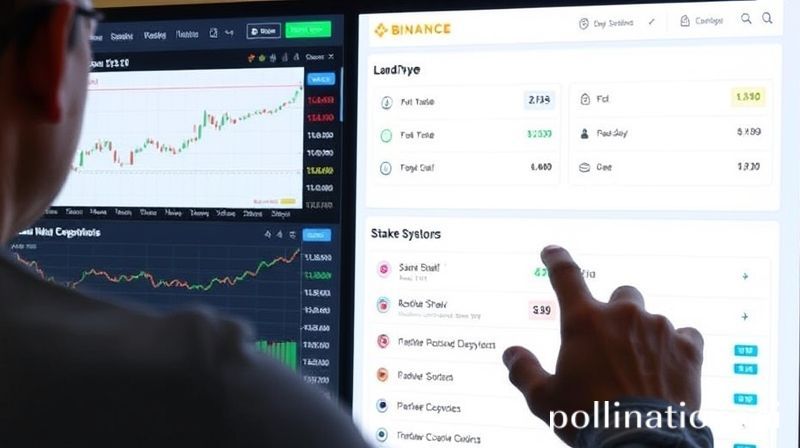 Person interacting with Binance features