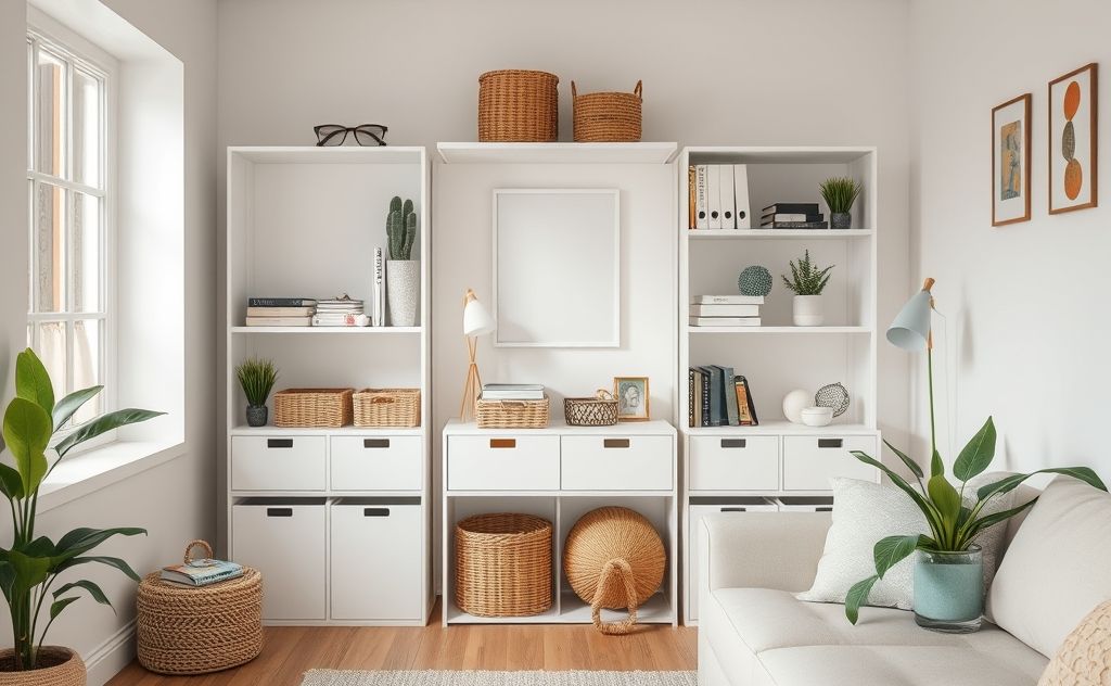 A person organizing their home with a focus on minimalism.