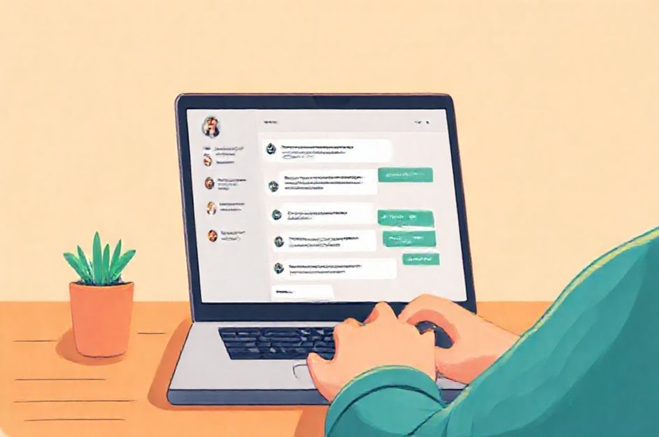 A person typing on a laptop with a screen showing ChatGPT interface