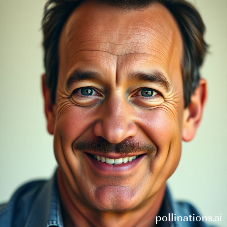 A photorealistic portrait of Tom Hanks, the acclaimed actor, with sharp focus and high detail, capturing his warm smile and kind eyes, set against a soft, blurred background that accentuates his features