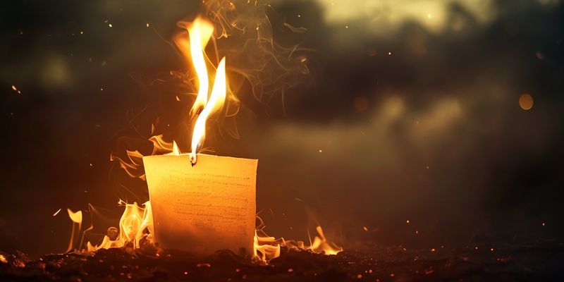 Görsel: Mum ışığında yakılan bir kağıt parçası, dumanı gökyüzüne doğru yükseliyor