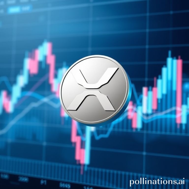 Ripple (XRP) logo displayed against a background of rising financial charts, symbolizing growth and technological advancement in fintech.