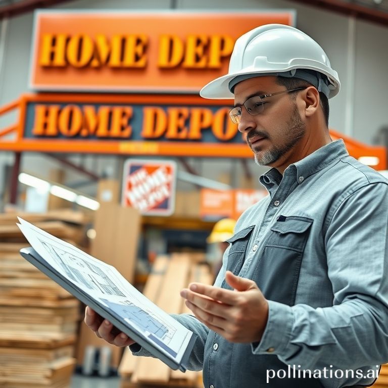 A contractor efficiently manages a construction project on a digital tablet with Home Depot's new planning tool, showcasing materials and logistics.