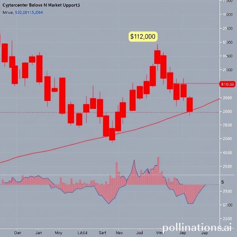 Bitcoin's price chart showing a sharp decline, breaching the critical $112,000 support, reflecting bearish sentiment after inflation data.