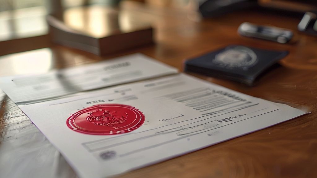 デスクに置かれた上映許諾書類とDVDケースのイメージ