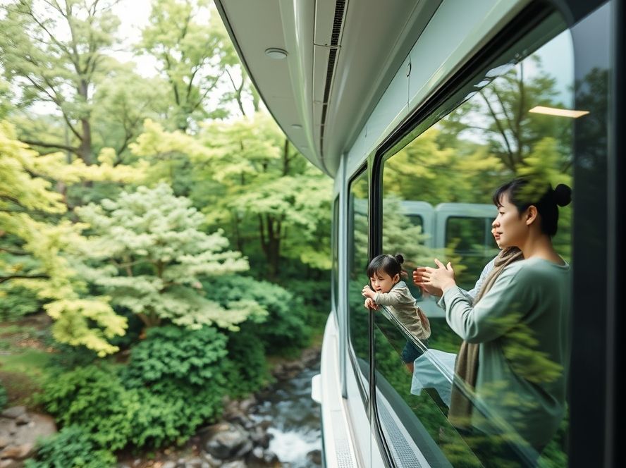 모노레일 1구간, 숲속 여정의 시작을 알리는 설렘 가득한 풍경