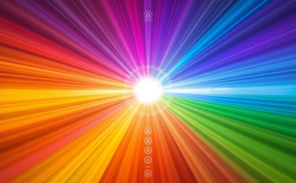 A radiant spectrum of colors representing the seven chakras.