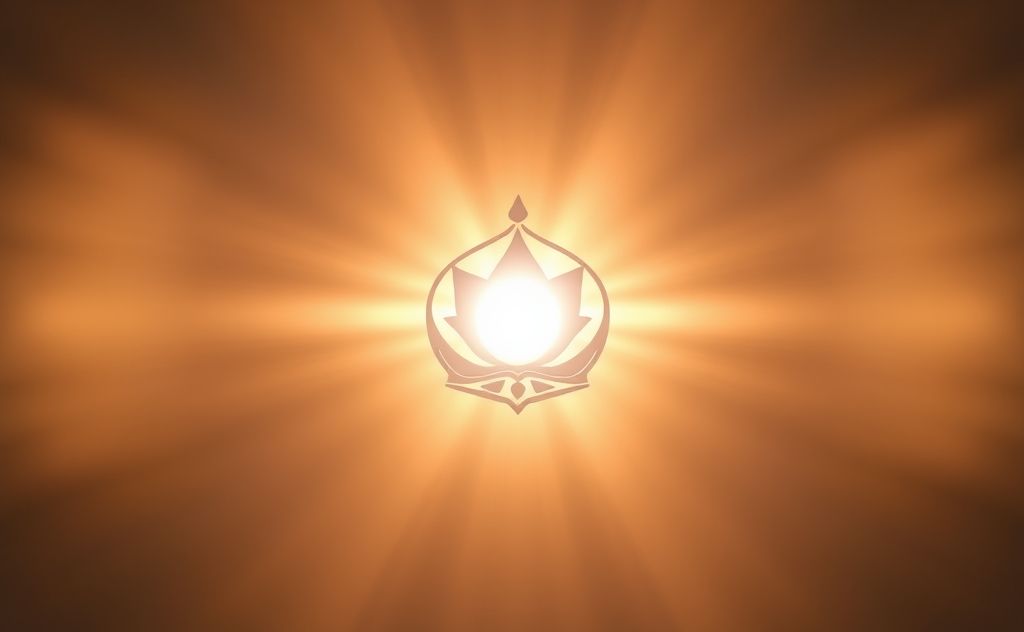 A serene crown chakra symbol surrounded by soft, glowing light.
