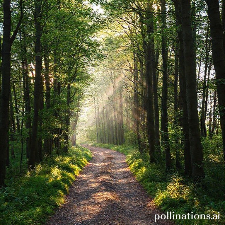 Sakin bir orman yolu ve güneş ışığı