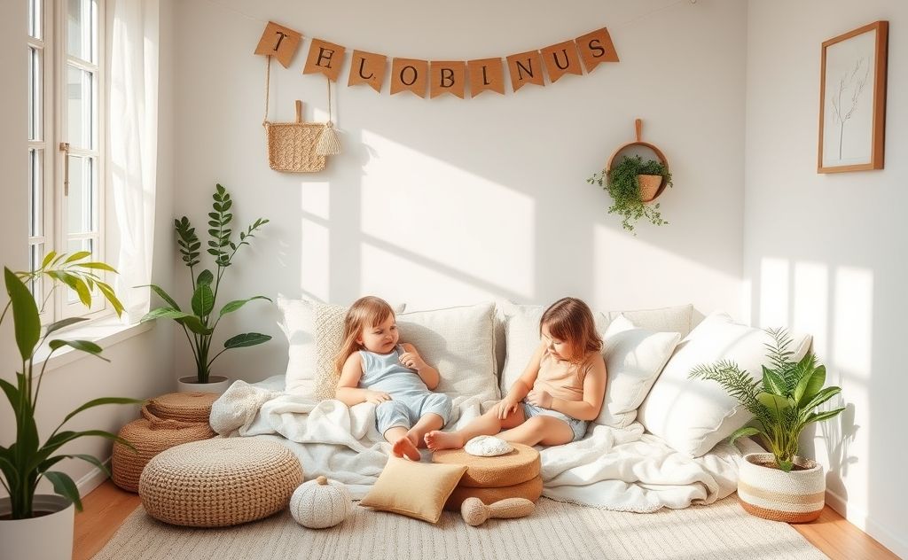 A serene home environment with natural, non-toxic products for mothers.