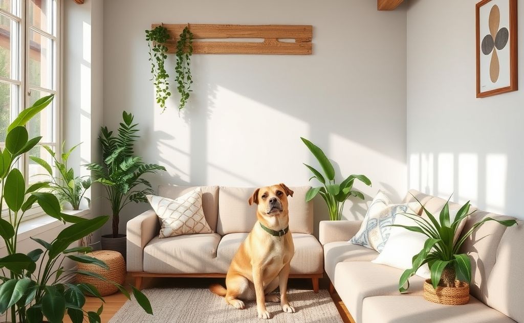 A serene home environment with pet-safe air fresheners and plants.