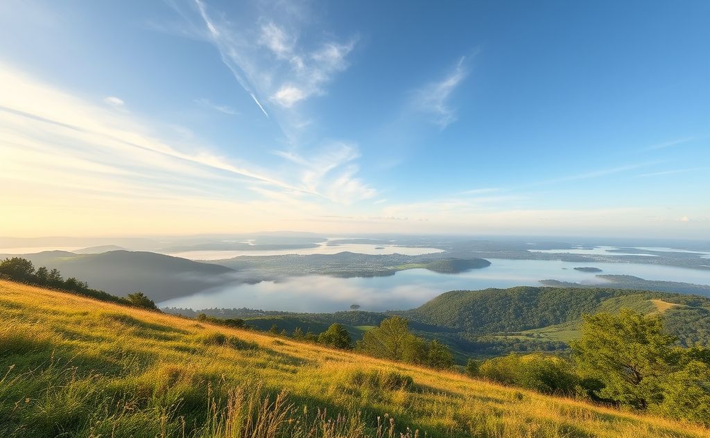 A serene landscape depicting harmony between nature and wellness.