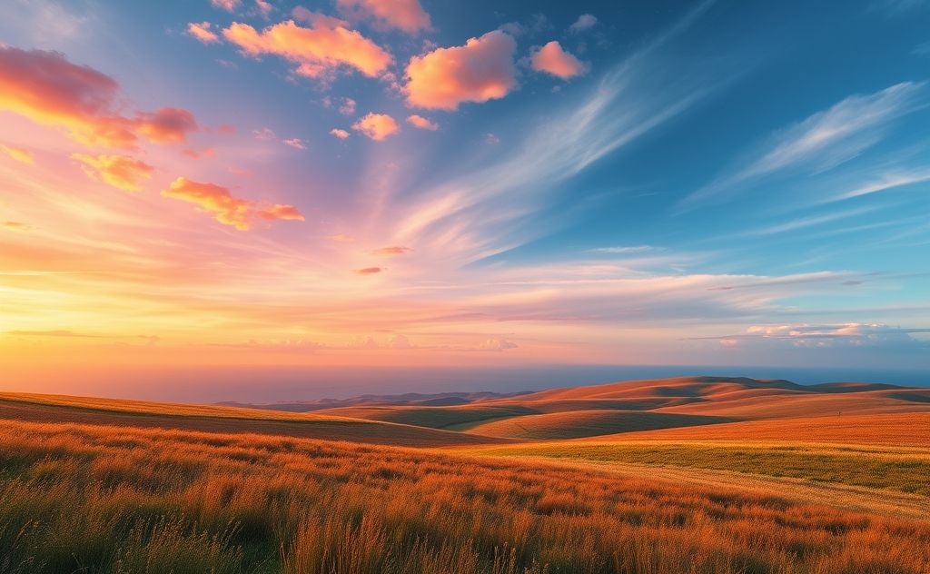 A serene landscape showing vibrant colors representing various emotions.