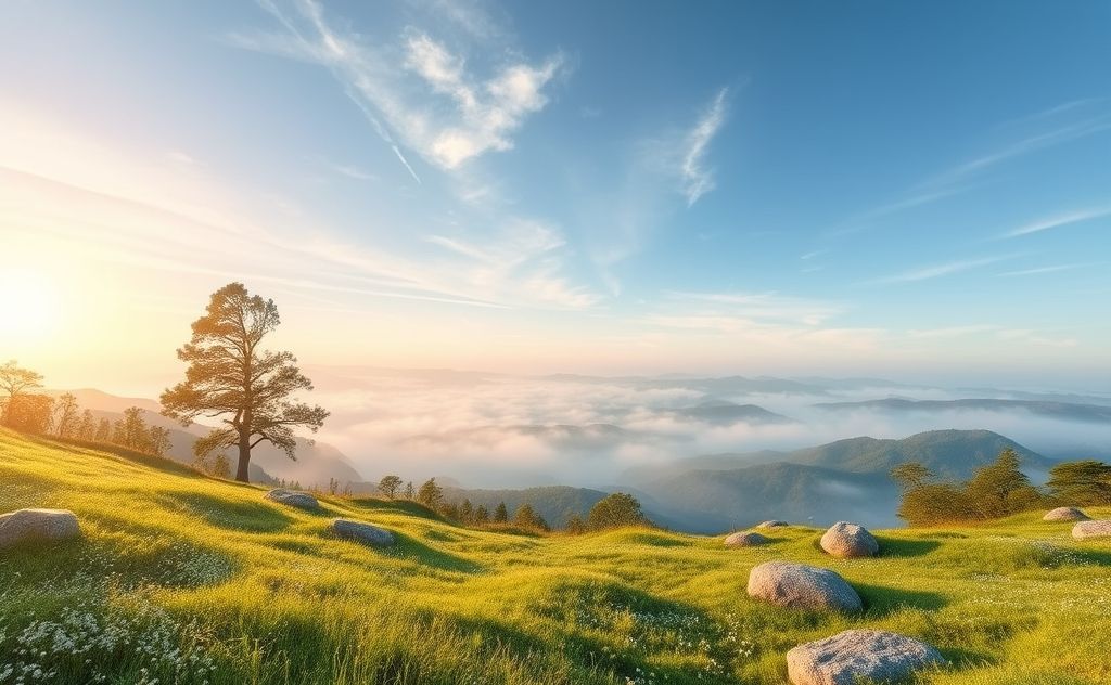 A serene landscape with calming nature elements promoting relaxation.