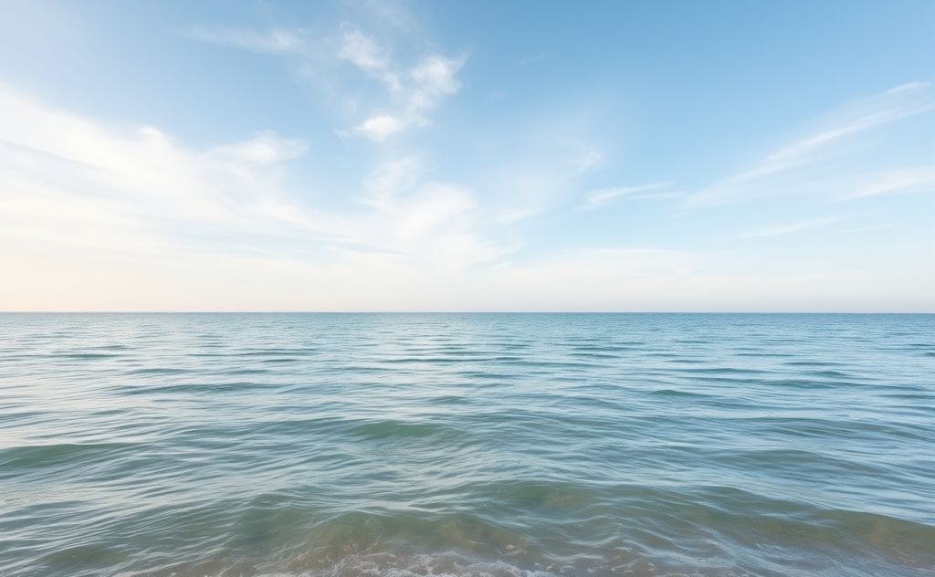 A serene landscape with gentle waves and a calm sky for relaxation.