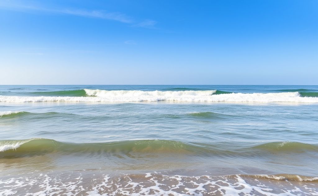 A serene landscape with harmonious waves and balanced natural elements.