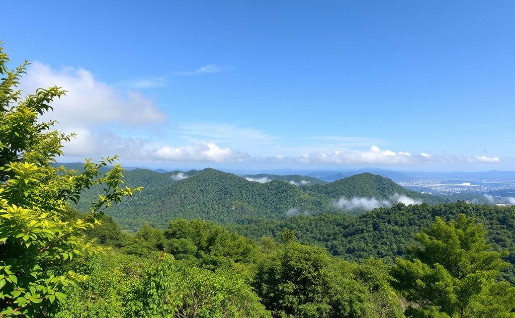 A serene landscape with lush greenery and gentle breezes.